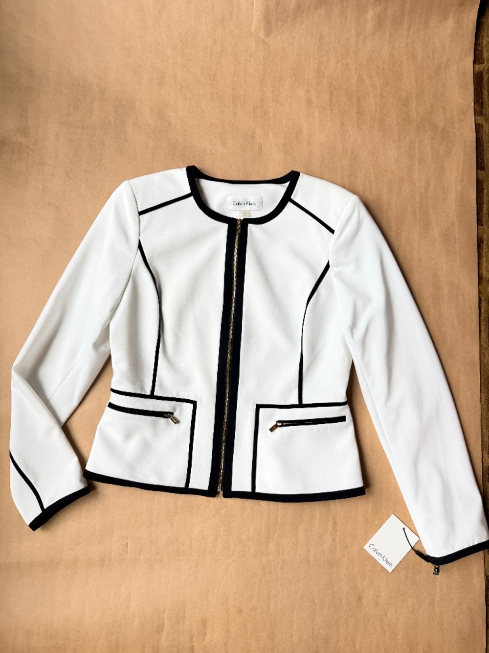 CALVIN KLEIN Black & White BLAZER / JACKET Size: 6 New